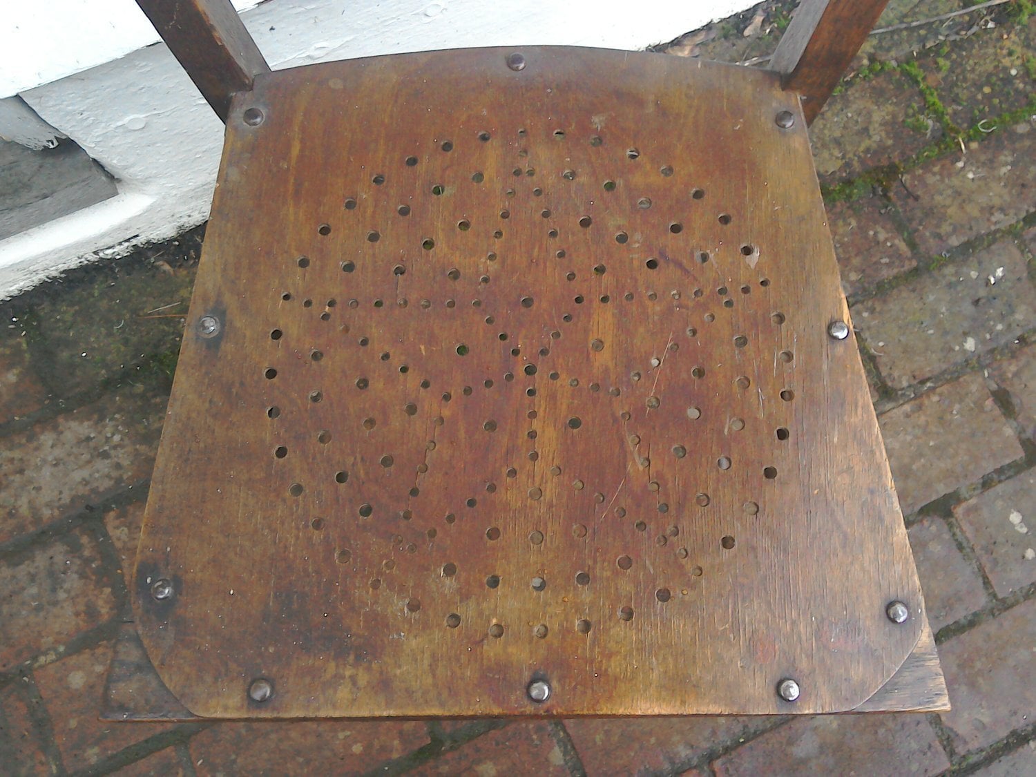 Bedroom/Hall Chair, patterned seat, wooden.