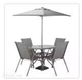 Parasol set with glass table and 4 chairs for your garden 