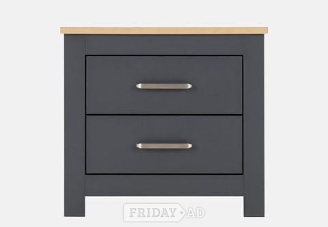 Portland 2 Drawer Bedside Table - Grey/Oak Effect in Rotherham