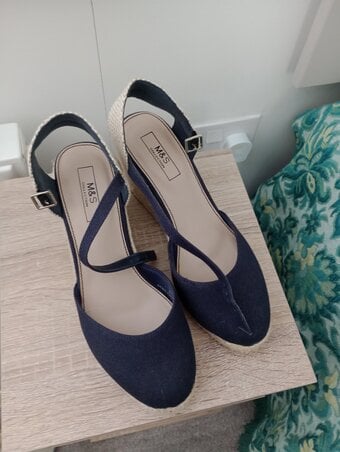 M&S navy open shoes size 6