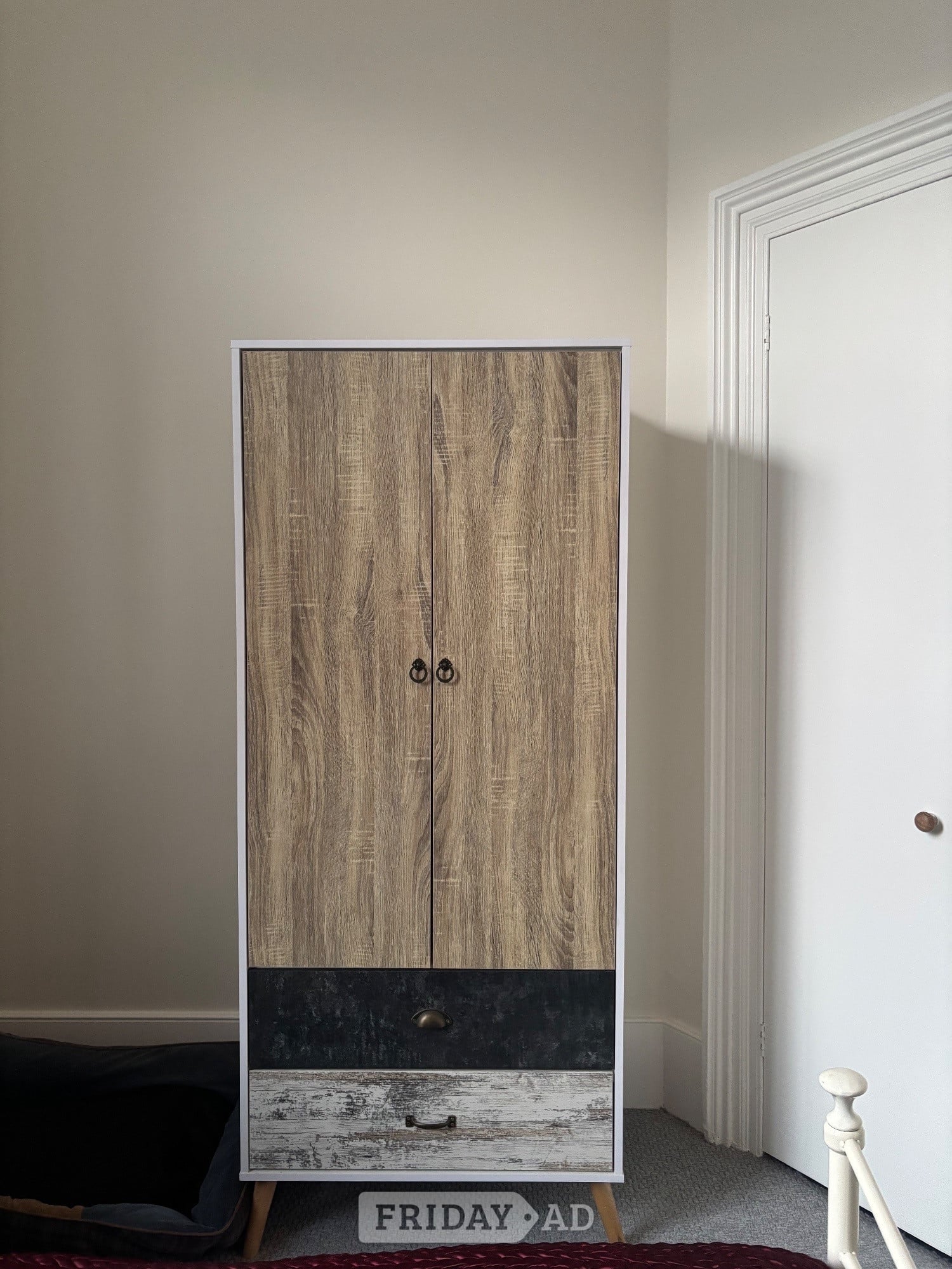 Freestanding 2 Door Hinged Wardrobe with Hanging Rail & 2 Drawers in Hastings