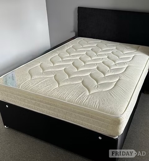King size Oxford mattress with divan base and headboard  - Furniture