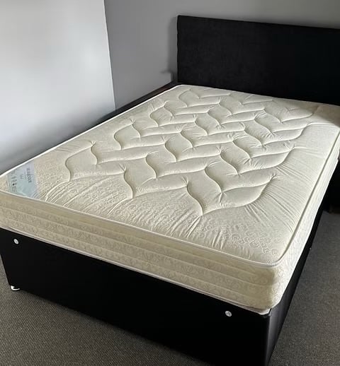 King size Oxford mattress with divan base and headboard  - Furniture
