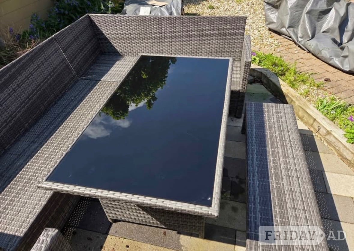 Outdoor Right Hand Corner Sofa Set. With table, chair and bench.