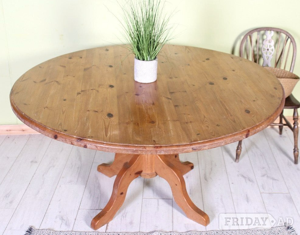 Hailsham Delivery Options - Large Rustic Old Farmhouse Round Pine Table
