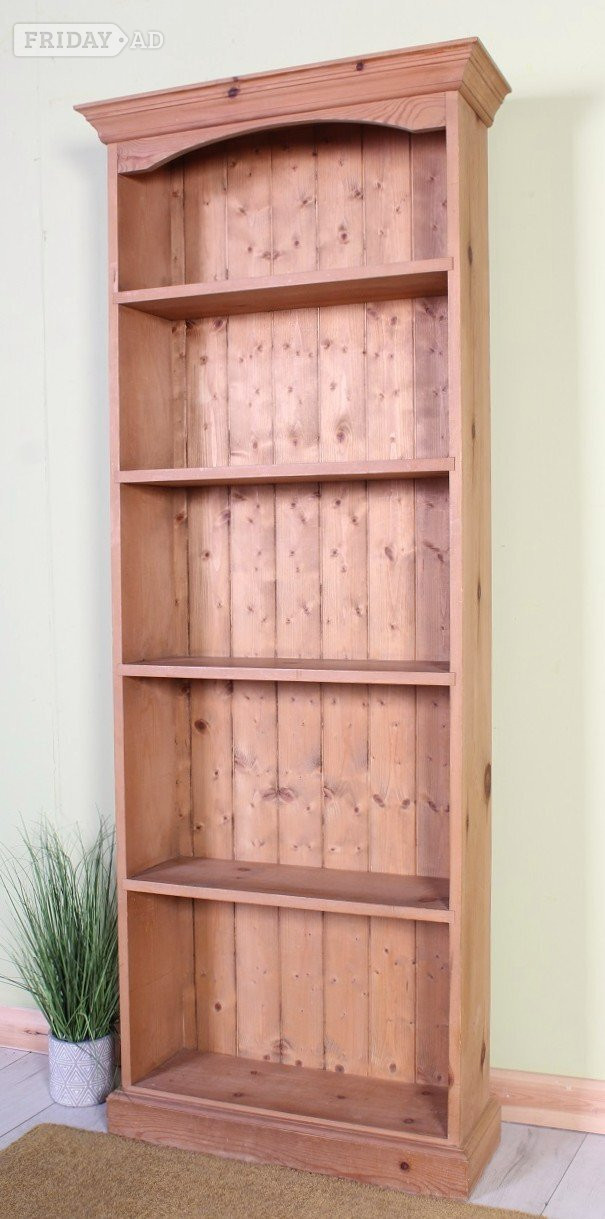 UK Delivery - Tall Country Pine Bookcase 4 Strong Shelves Waxed in Hailsham