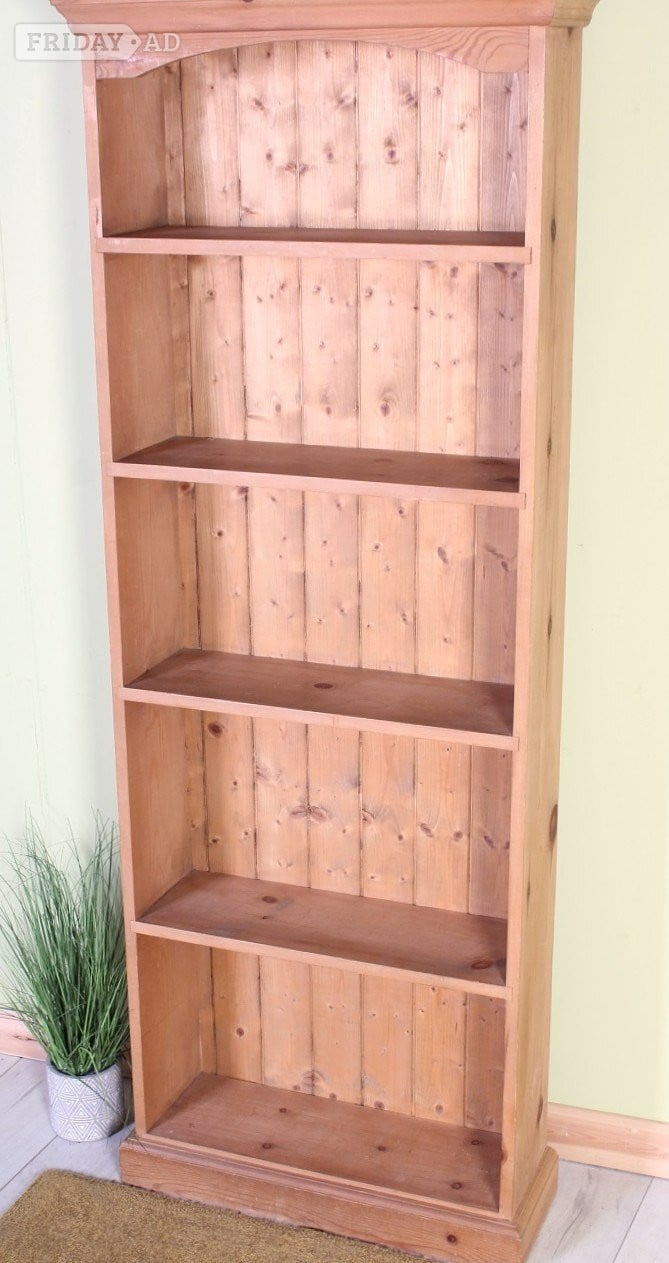 Hailsham UK Delivery - Tall Country Pine Bookcase 4 Strong Shelves Waxed