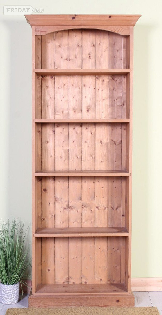 UK Delivery - Tall Country Pine Bookcase 4 Strong Shelves Waxed - Furniture
