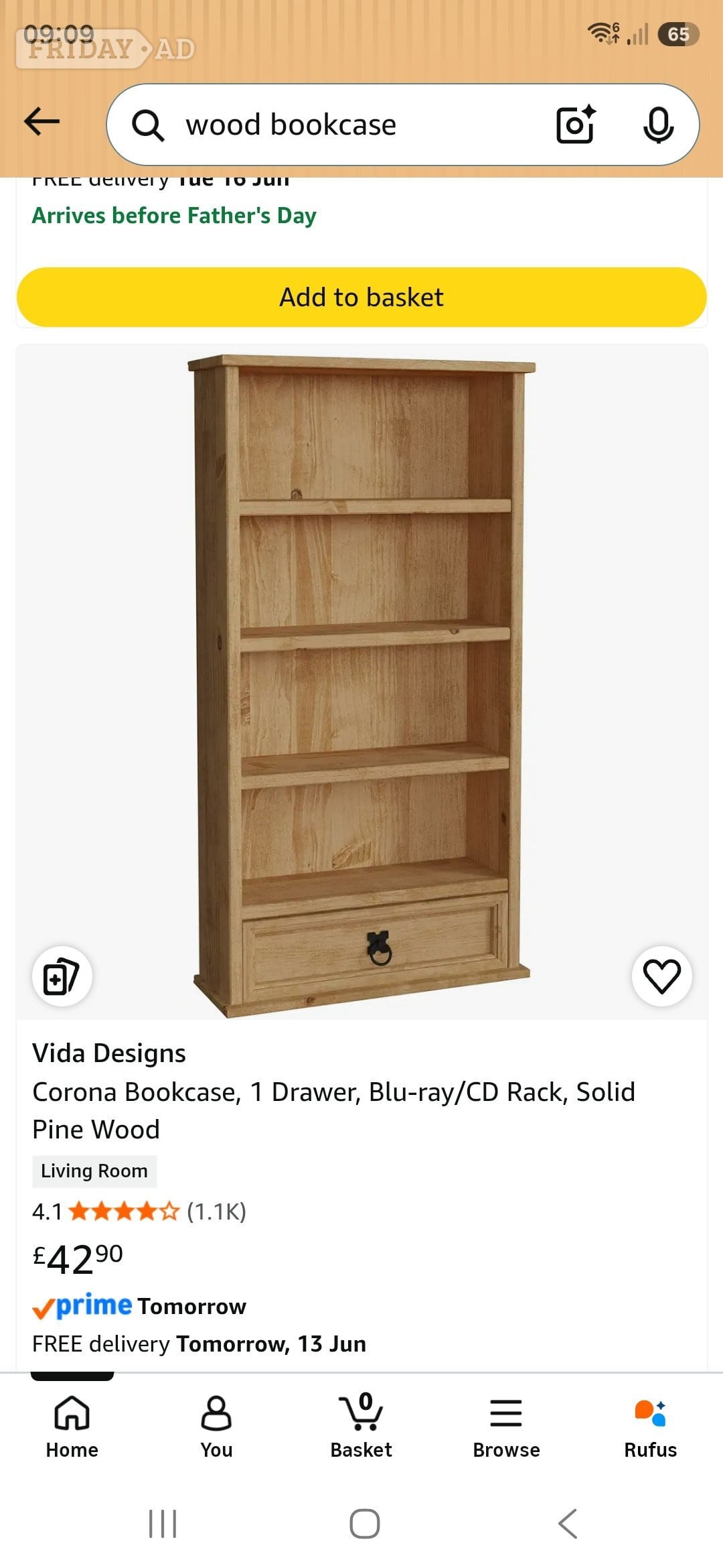 Solid wooden dvd or book unit in Bedford