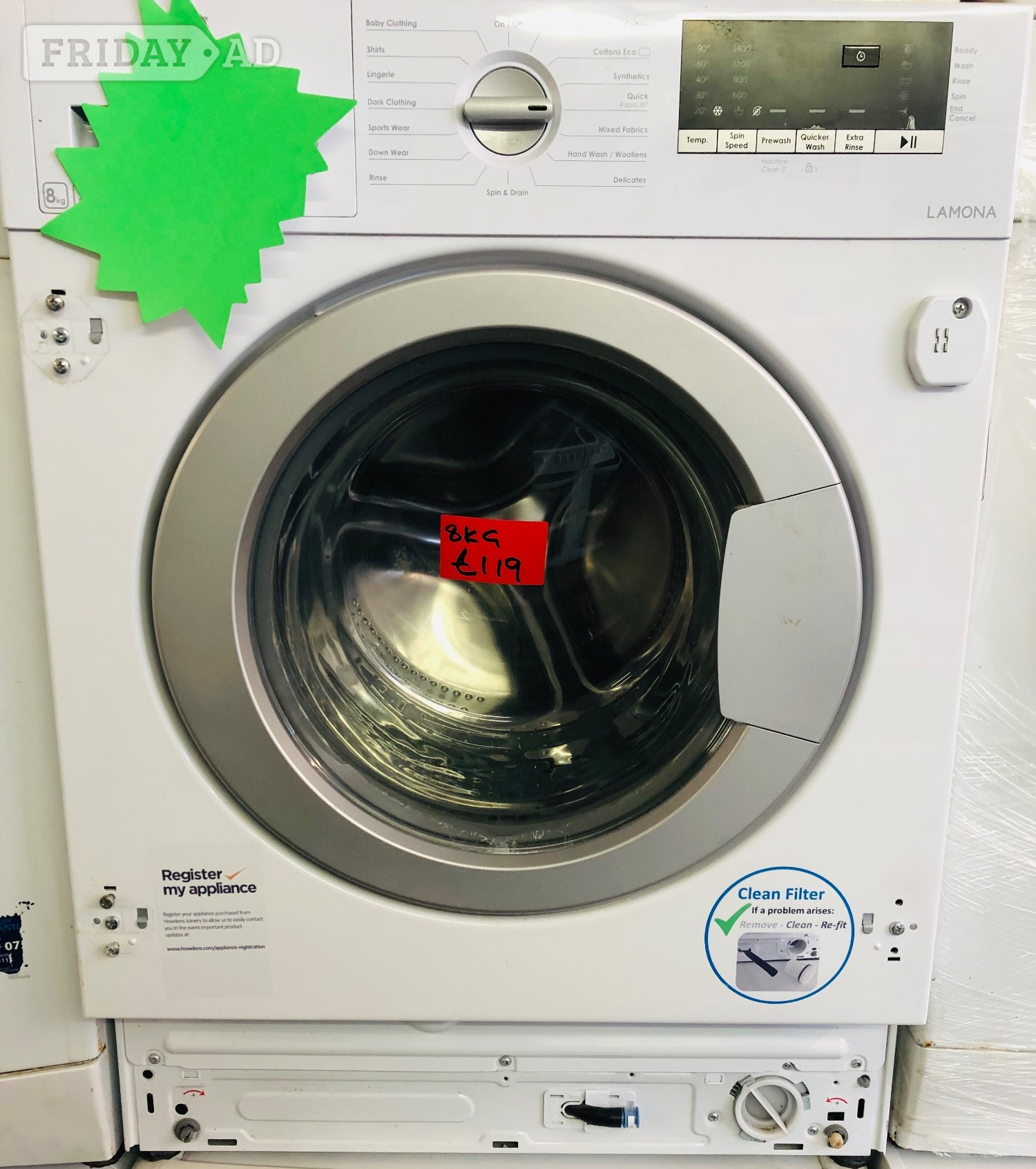 Lamona 8KG load washing machine like new  in Banbury