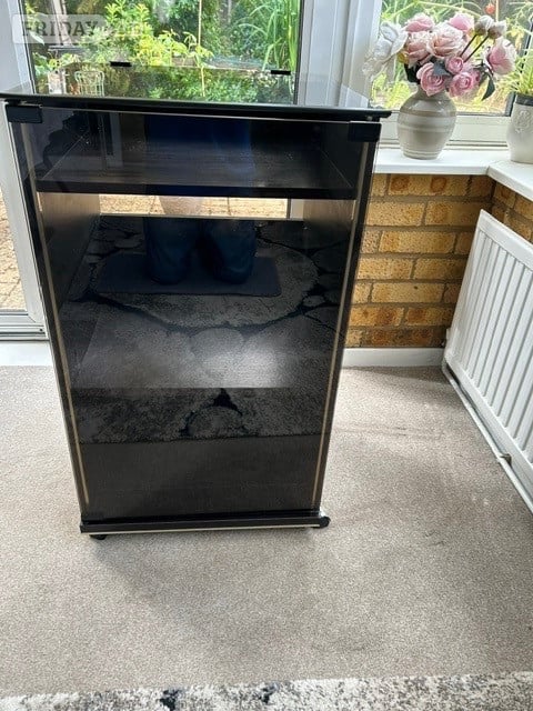 St. Albans Used (1980's)Hi Fi Cabinet Wood & Glass