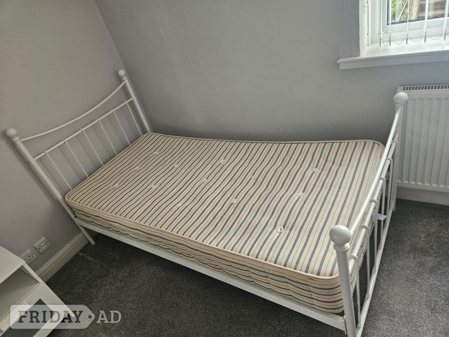 Single White Metal Bedframe (and free mattress)