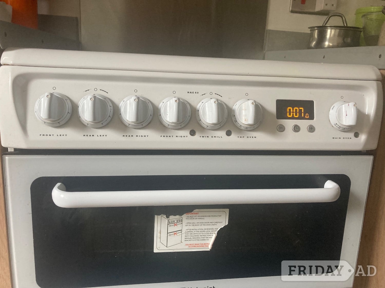 Tunbridge Wells Hotpoint freestanding double oven/ hob 