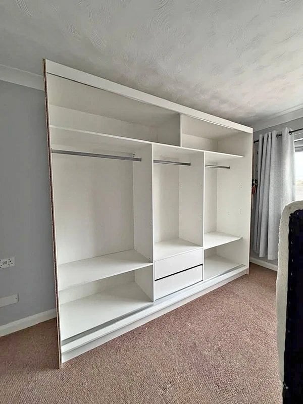 IKEA white 250cm wardrobe with 3 Sliding Mirror Door For Sale 