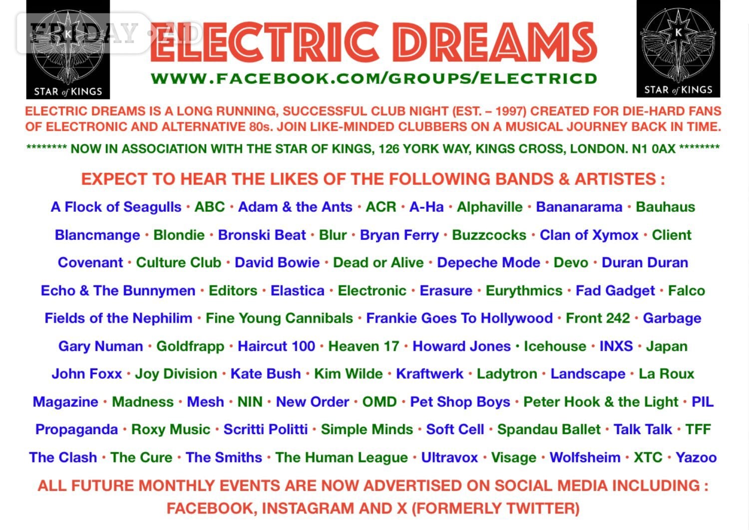 ELECTRIC DREAMS (80s electronic/alternative club) - Nightlife in London