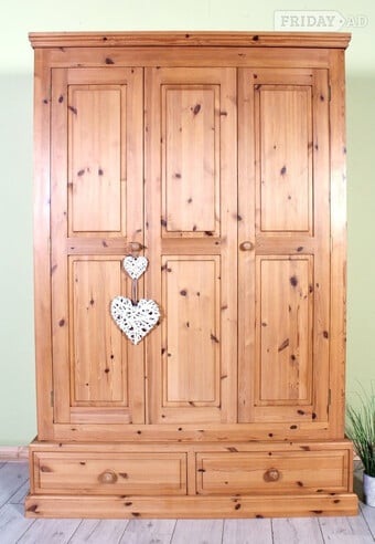 UK Delivery - Large Two Door Pine Farmhouse Wardrobe