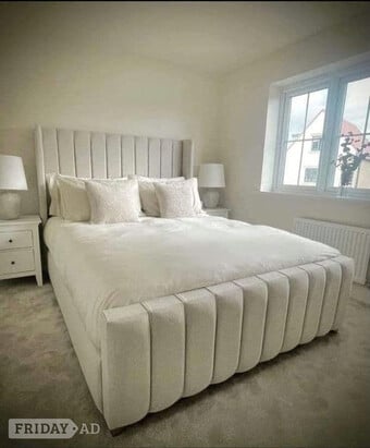 Cream double bed with optional mattress cash on delivery 