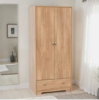 CARLTON 2 DOOR 1 DRAWER WARDROBE - OAK EFFECT