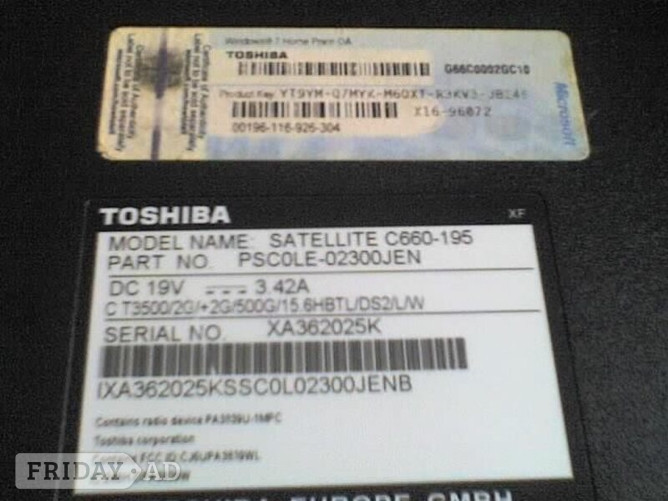 Waterlooville TOSHIBA SATELLITE PRO C660-195 LAPTOP'