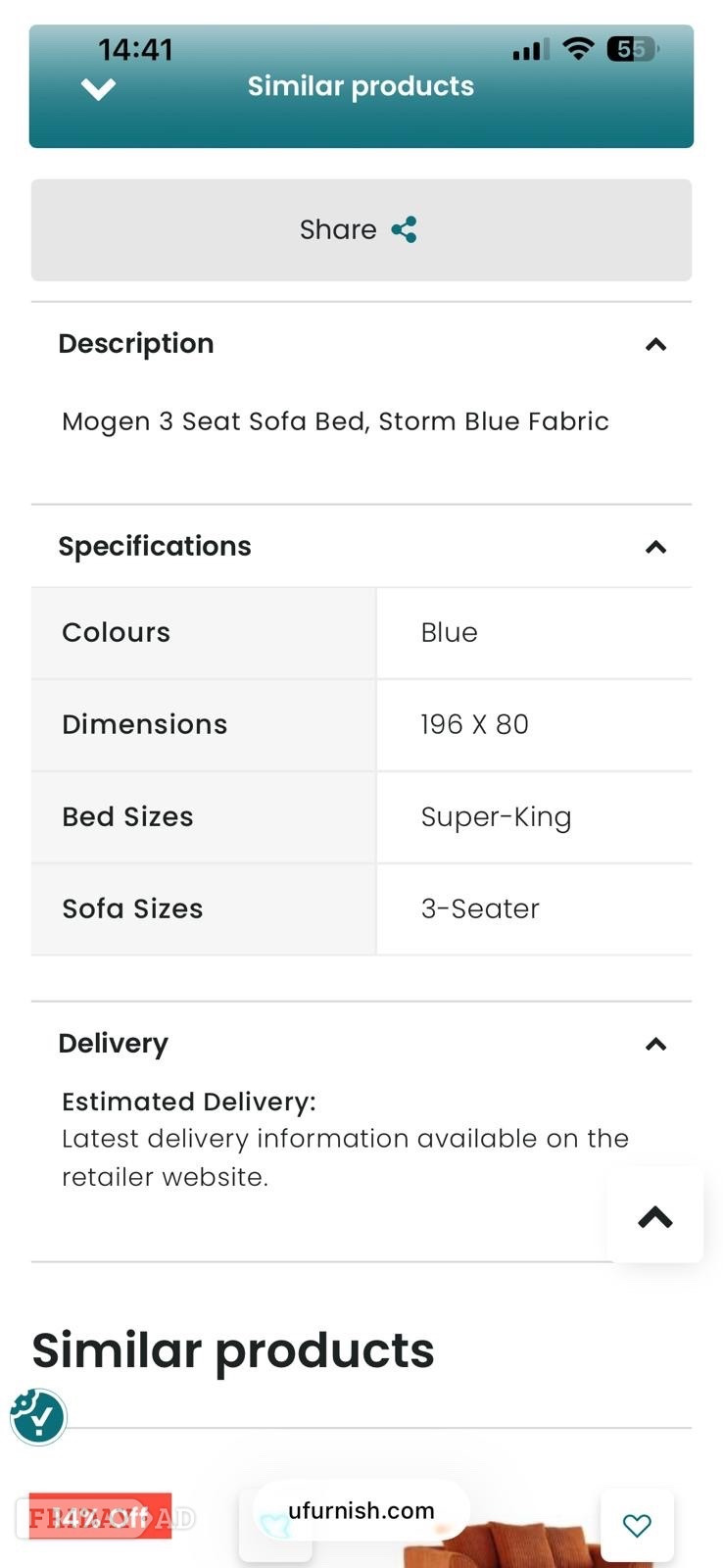 3 seater sofa bed  - Furniture in Eastbourne