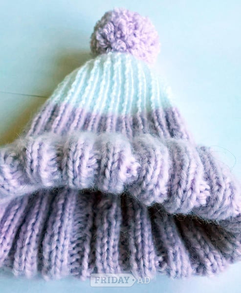 Hand Knitted Baby Hat with Pom-Pom - 3-6 months - New