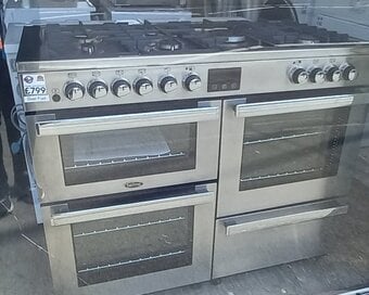 BELLING 110CM RANGE COOKER DUAL FUEL IN STAINLESS STEEL