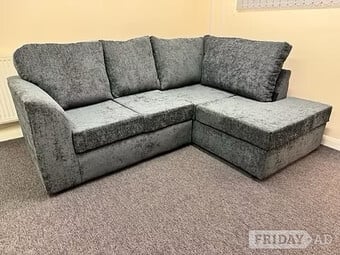 BYRON CORNER SOFA IN GREY CARLTON - PICTURE SHOWS RIGHT HAND