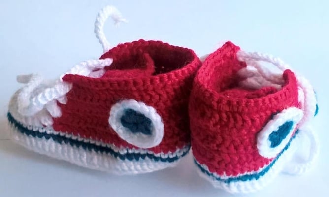 Red Baby Converse-like Sneakers Handmade Crocheted - New - Baby & Kids in Redhill