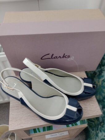 Clarks blue with white trim shoes size 6