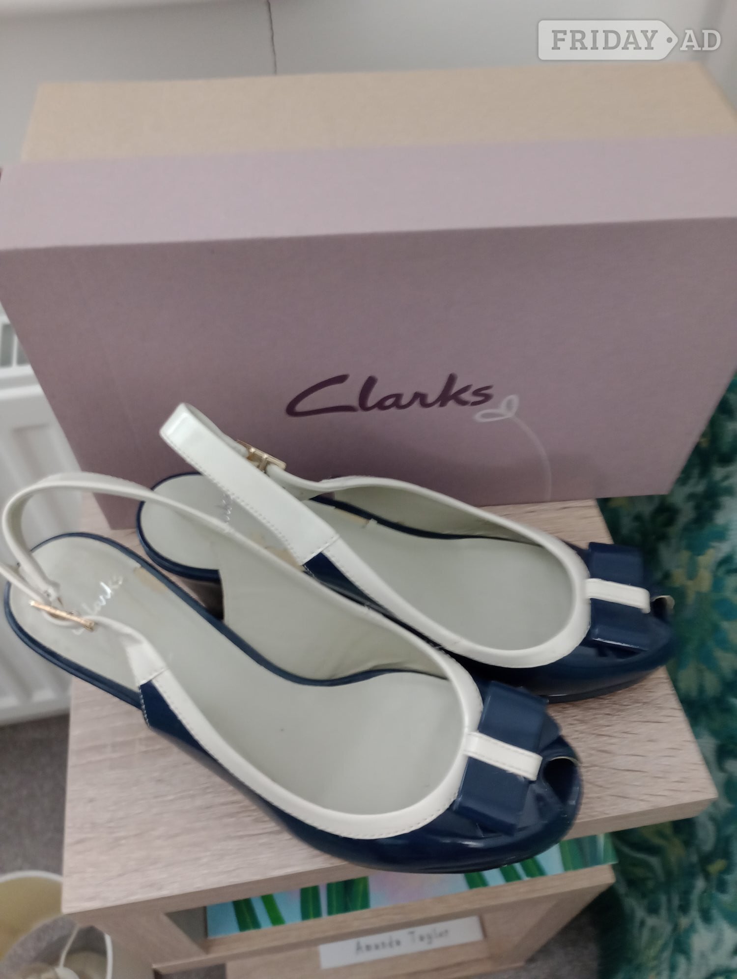 Clarks blue with white trim shoes size 6 in Worthing