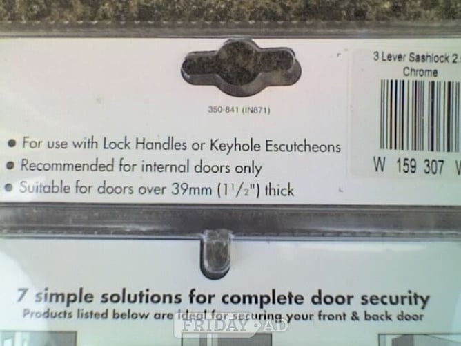 NEW - WICKES Chrome 3 Lever SashLock 64mm Fitting with 2 Keys - DIY in Waterlooville