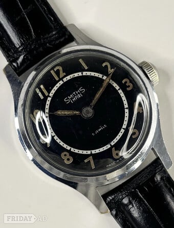 Vintage 1950s Smiths Manual Men’s Dress Watch - Black Dial