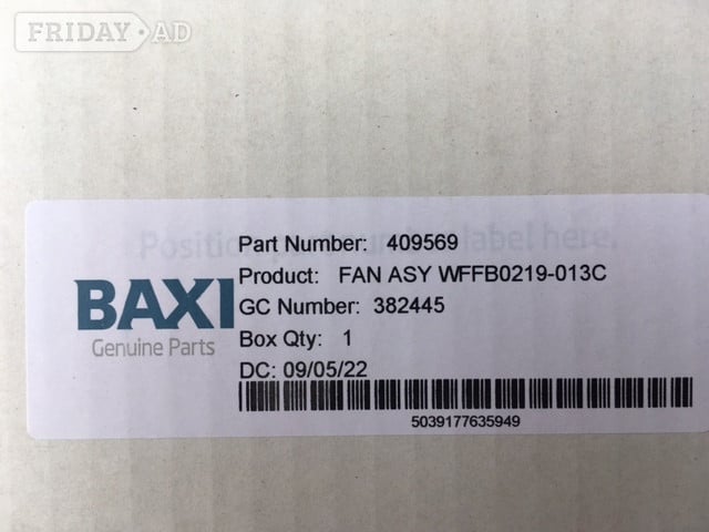 Heathfield BAXI Fan assembly 409569