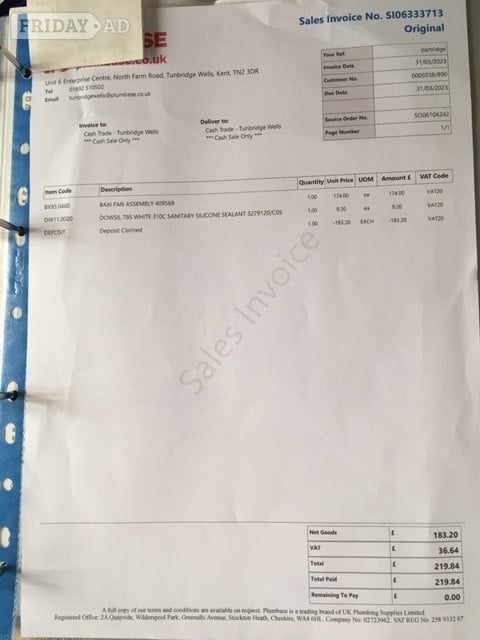 BAXI Fan assembly 409569 - Heating & Cooling in Heathfield