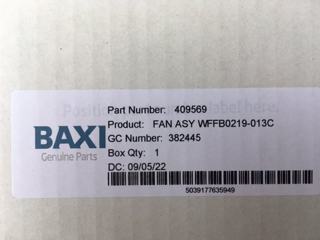 Heathfield BAXI Fan assembly 409569