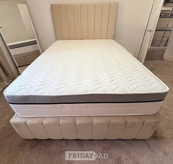 KING - STRIPE DIVAN 2 DRAWERS FLOOR STANDING HEADBOARD /MEMORY 