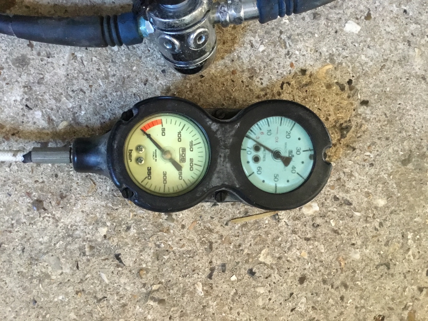 Littlehampton US Divers Conshelf 21 demand valve/ depth/ pressure gauge. 