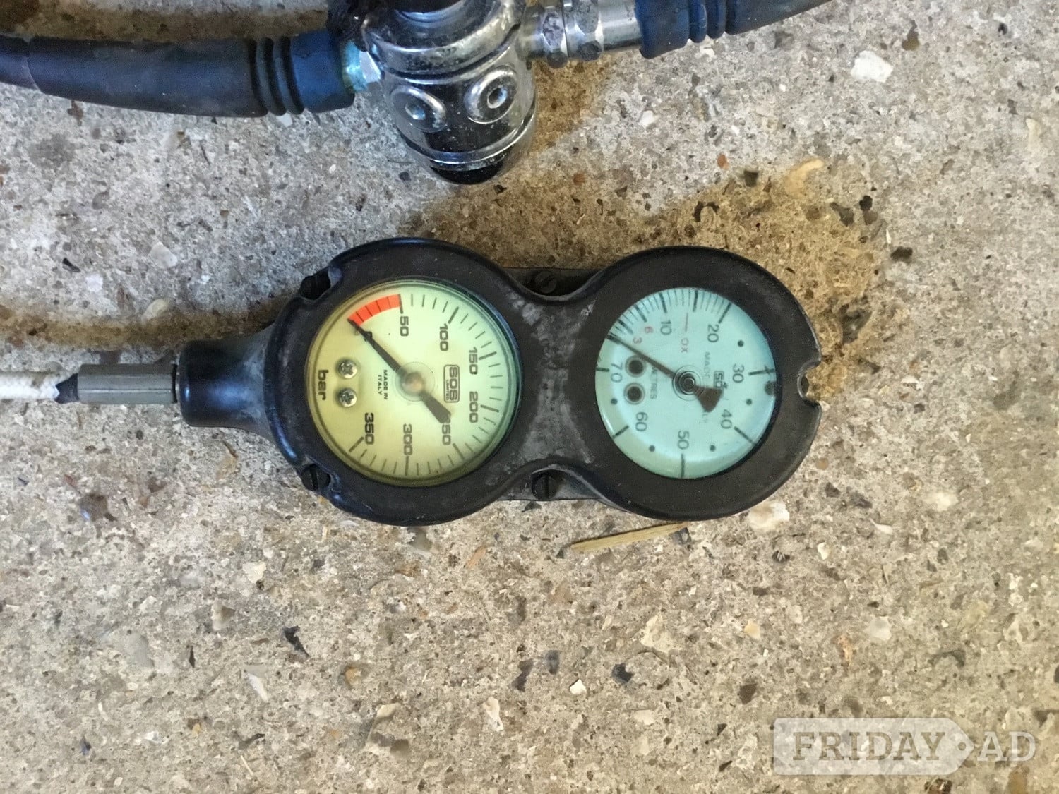 Littlehampton US Divers Conshelf 21 demand valve/ depth/ pressure gauge. 
