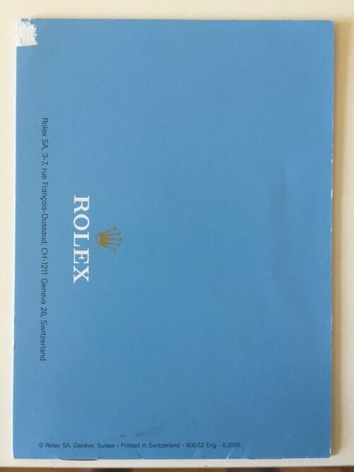 Worthing Rolex Yacht-master, owners instruction booklet only.