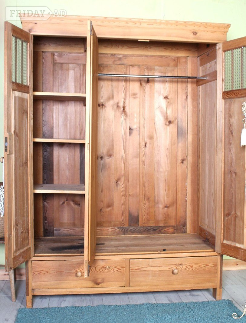 Delivery Options - Beautiful Antique Pine Wardrobe With Shelves