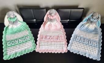 Crochet Baby Comfort Blankets, Personalised, Various colours