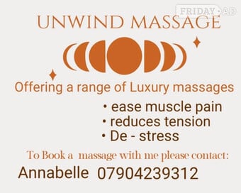 Come and unwind for 60 minutes of relaxation. Slide for pictures 