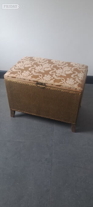 VINTAGE GOLD LLOYD LOOM STYLE SMALL OTTOMAN STORAGE CHEST