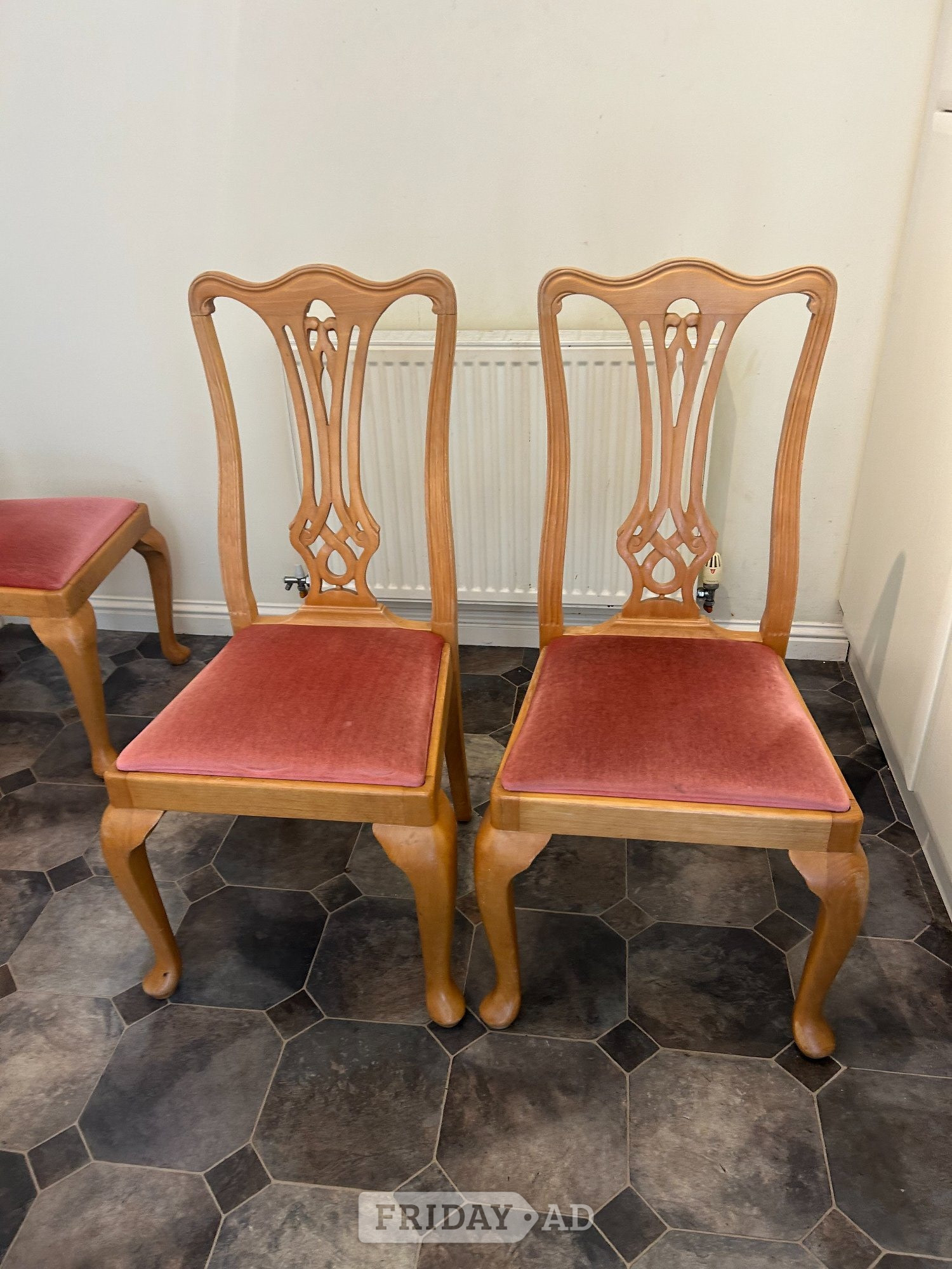 4 solid oak dining chairs