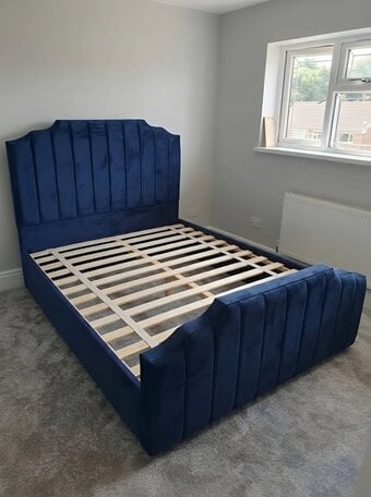 Midnight Blue Storage Bed Frame, Arizona Solid Wooden Bed Frame !