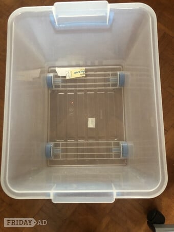 15.5”  x 20.5” x 14” high storage box on wheels 