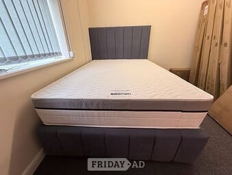 SUPER KING - STRIPE DIVAN 2 DRAWERS FLOOR STANDING HEADBOARD /MEM