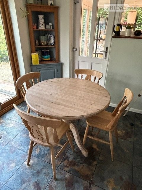Pine circular table + 4 chairs in Worthing