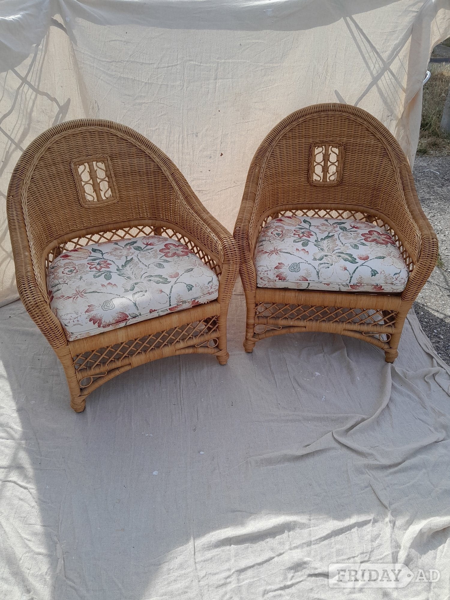 Classic Cane Chairs with Floral cushions in Littlehampton