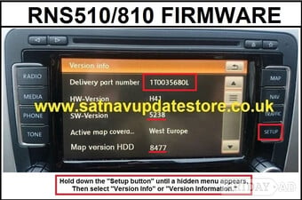 RNS 510 - 5238 / 5274 / 6276 FIRMWARE UPDATE FOR RNS510 NAV UNITS